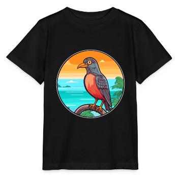 Cuckoo Watercolor Cartoon Kawaii Clipart Animal - Stanley/Stella MINI CREATOR Kids’ T-Shirt - black - Front - Mikhail (115cm)