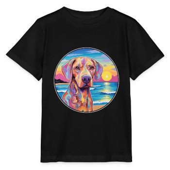 Braque Saint Germain Race De Chien Coloré Cartoon Wa - T-shirt bio MINI CREATOR Stanley/Stella Enfant - noir - Devant - Mikhail (115cm)