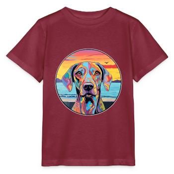 Braque Francais Dog Breed Colorful Cartoon Waterco - Stanley/Stella MINI CREATOR Kids’ T-Shirt - burgundy - Front - Kain (125cm)