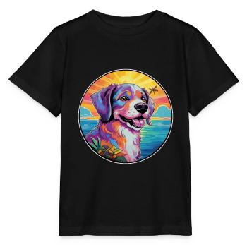 Cao De Castro Laboreiro Race De Chien Coloré Dessin Animé - T-shirt bio MINI CREATOR Stanley/Stella Enfant - noir - Devant - Mikhail (115cm)