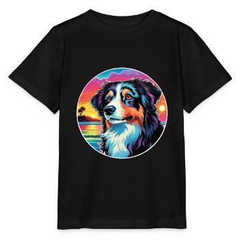 Race de chien de berger des Carpates Dessin animé coloré Wat - T-shirt bio MINI CREATOR Stanley/Stella Enfant - noir - Devant - Mikhail (115cm)