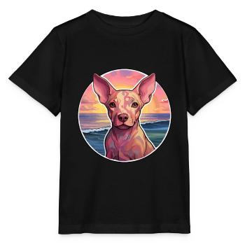 Cirneco Dell Ätna Hunderasse Bunte Karikatur Wasser - Stanley/Stella Kinder T-Shirt MINI CREATOR  - Schwarz - Vorne - Mikhail (115cm)