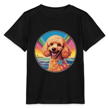 Corded Poodle Dog Breed Colorful Cartoon Watercolo - Stanley/Stella MINI CREATOR Kids’ T-Shirt - black - Front - Mikhail (115cm)