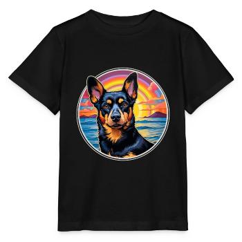 Lancashire Heeler Hund Rasse Bunte Karikatur Wasser - Stanley/Stella Kinder T-Shirt MINI CREATOR  - Schwarz - Vorne - Mikhail (115cm)