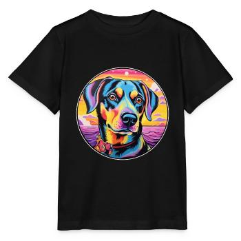 Moscow Watchdog Dog Breed Colorful Cartoon Waterco - Stanley/Stella MINI CREATOR Kids’ T-Shirt - black - Front - Mikhail (115cm)