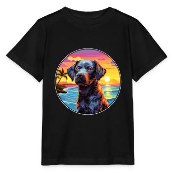 Portuguese Watchdog Dog Breed Colorful Cartoon Wat - Stanley/Stella MINI CREATOR Kids’ T-Shirt - black - Front - Mikhail (115cm)