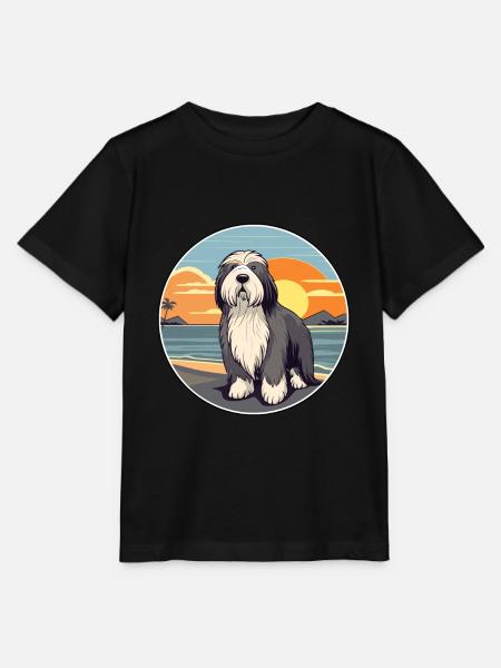 Bearded Collie Hunderase tegneserie Kawaii Clipart - Stanley/Stella MINI CREATOR T-skjorte for barn - svart