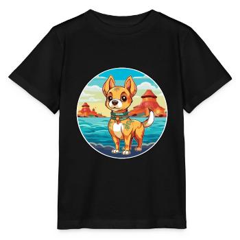 Chinese Imperial Dog Breed Cartoon Kawaii Clipart - Stanley/Stella MINI CREATOR Kids’ T-Shirt - black - Front - Mikhail (115cm)