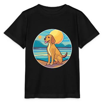Braque Saint Germain race de chien dessin animé Kawaii chien - T-shirt bio MINI CREATOR Stanley/Stella Enfant - noir - Devant - Mikhail (115cm)