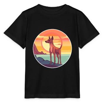 Cirneco Dell Ätna Hund Rasse Cartoon Kawaii Clipart - Stanley/Stella Kinder T-Shirt MINI CREATOR  - Schwarz - Vorne - Mikhail (115cm)