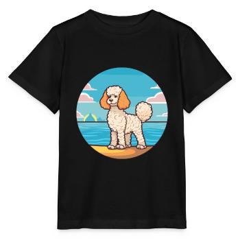 Corded Poodle Dog Breed Cartoon Kawaii Clipart Dog - Stanley/Stella MINI CREATOR Kids’ T-Shirt - black - Front - Mikhail (115cm)