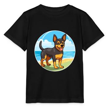 Lancashire Heeler Hund Rasse Cartoon Kawaii Clipart - Stanley/Stella Kinder T-Shirt MINI CREATOR  - Schwarz - Vorne - Mikhail (115cm)