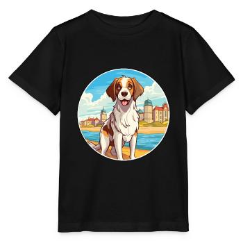 Moscow Watchdog Dog Breed Cartoon Kawaii Clipart - Stanley/Stella MINI CREATOR Kids’ T-Shirt - black - Front - Mikhail (115cm)