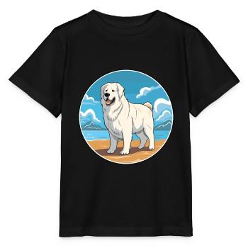 Maremma Schäferhund Hund Rasse Cartoon Kawaii Clipart - Stanley/Stella Kinder T-Shirt MINI CREATOR  - Schwarz - Vorne - Mikhail (115cm)