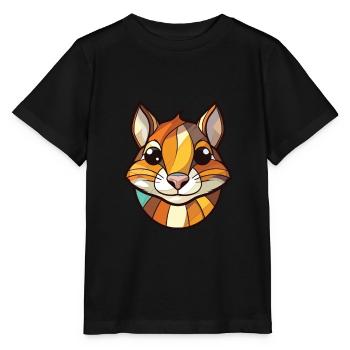 Chipmunk coloré aquarelle Animal Illustration - T-shirt bio MINI CREATOR Stanley/Stella Enfant - noir - Devant - Mikhail (115cm)