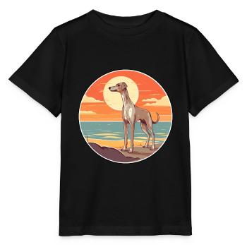 Old Croatian Sighthound Dog Breed Cartoon Kawaii - Stanley/Stella MINI CREATOR Kids’ T-Shirt - black - Front - Mikhail (115cm)