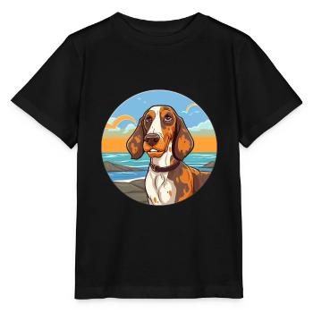 Russe Arlequin Hound chien race Cartoon Kawaii - T-shirt bio MINI CREATOR Stanley/Stella Enfant - noir - Devant - Mikhail (115cm)