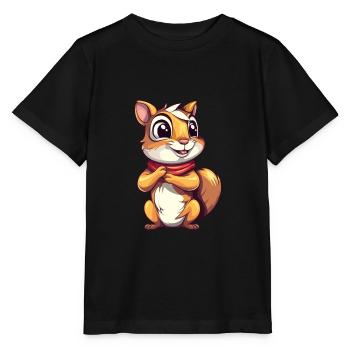 Chipmunk Aquarelle Colorée Dessin Animé Kawaii Animal - T-shirt bio MINI CREATOR Stanley/Stella Enfant - noir - Devant - Mikhail (115cm)