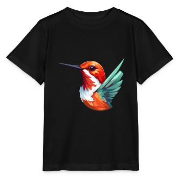 Humming Bird Colorful Watercolor Cartoon Kawaii An - Stanley/Stella MINI CREATOR Kids’ T-Shirt - black - Front - Mikhail (115cm)