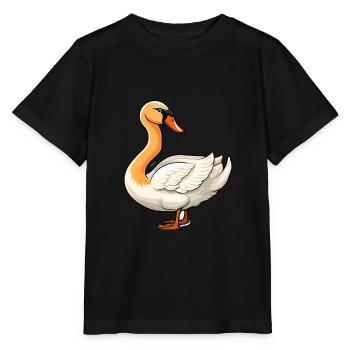 Cygne mignon dessin animé kawaii aquarelle animal de compagnie - T-shirt bio MINI CREATOR Stanley/Stella Enfant - noir - Devant - Mikhail (115cm)