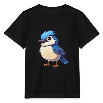 Jay Bird Mignon Dessin Animé Kawaii Aquarelle Animal Animal De Compagnie - T-shirt bio MINI CREATOR Stanley/Stella Enfant - noir - Devant - Mikhail (115cm)
