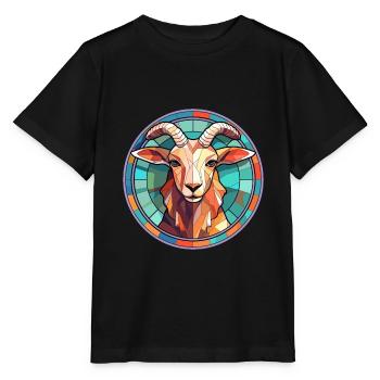 Ziege Bunte Karikatur Kawaii Tier - Stanley/Stella Kinder T-Shirt MINI CREATOR  - Schwarz - Vorne - Mikhail (115cm)
