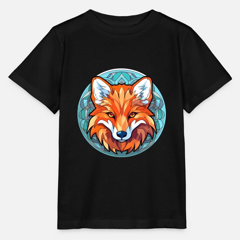 Fuchs Buntes Buntes Karikatur Kawaii Tier - Stanley/Stella Kinder T-Shirt MINI CREATOR - Schwarz