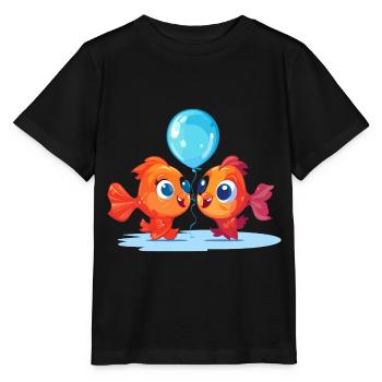 Poisson Kawaii Cartoon Pet Jouant Avec Des Ballons - T-shirt bio MINI CREATOR Stanley/Stella Enfant - noir - Devant - Mikhail (115cm)