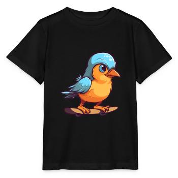 Drôle Jay Bird Kawaii Cartoon Jouer Skateboard - T-shirt bio MINI CREATOR Stanley/Stella Enfant - noir - Devant - Mikhail (115cm)