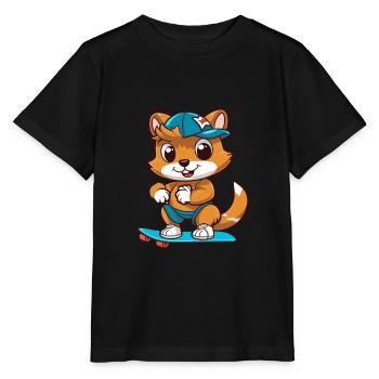Drôle Chipmunk Kawaii Cartoon Jouer Skateboard - T-shirt bio MINI CREATOR Stanley/Stella Enfant - noir - Devant - Mikhail (115cm)
