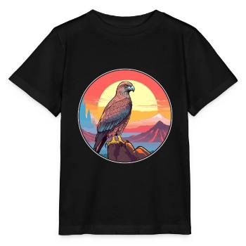 Bussard Buntes Aquarell Cartoon Kawaii Tier - Stanley/Stella Kinder T-Shirt MINI CREATOR  - Schwarz - Vorne - Mikhail (115cm)