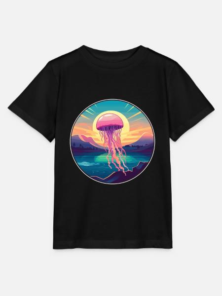 Medusa Acuarela Colorida Dibujos Animados Kawaii Mascota - Stanley/Stella T-shirt MINI CREATOR til børn - sort