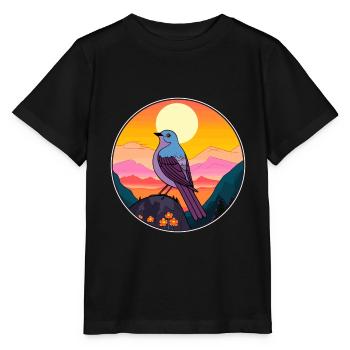 Cuckoo Colorful Watercolor Cartoon Kawaii Animal - Stanley/Stella MINI CREATOR Kids’ T-Shirt - black - Front - Mikhail (115cm)