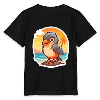 Cuckoo Funny Cartoon Kawaii Beach Illustration - Stanley/Stella MINI CREATOR Kids’ T-Shirt - black - Front - Mikhail (115cm)