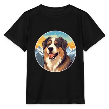 Moscow Watchdog Dog Breed Cartoon Kawaii Watercolo - Stanley/Stella MINI CREATOR Kids’ T-Shirt - black - Front - Mikhail (115cm)