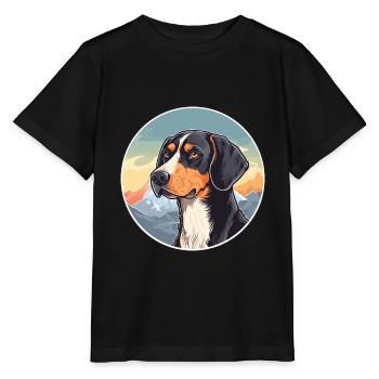 Serbischer dreifarbiger Jagdhund Rasse Cartoon Kawaii - Stanley/Stella Kinder T-Shirt MINI CREATOR  - Schwarz - Vorne - Mikhail (115cm)