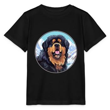 Tibetischer Mastiff Hunderasse Cartoon Kawaii Watercolo - Stanley/Stella Kinder T-Shirt MINI CREATOR  - Schwarz - Vorne - Mikhail (115cm)