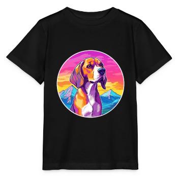 BeagleHarrier Scent Hound Dog Breed Cartoon Kawaii - Stanley/Stella MINI CREATOR Kids’ T-Shirt - black - Front - Mikhail (115cm)