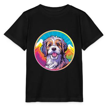 Katalanischer Schäferhund Hund Rasse Cartoon Kawaii Watercol - Stanley/Stella Kinder T-Shirt MINI CREATOR  - Schwarz - Vorne - Mikhail (115cm)