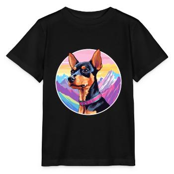 Harlekin Pinscher Hunderasse Cartoon Kawaii Waterc - Stanley/Stella Kinder T-Shirt MINI CREATOR  - Schwarz - Vorne - Mikhail (115cm)