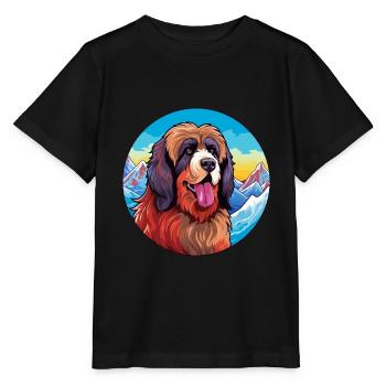 Tibetischer Mastiff Hunderasse Cartoon Kawaii Watercolo - Stanley/Stella Kinder T-Shirt MINI CREATOR  - Schwarz - Vorne - Mikhail (115cm)