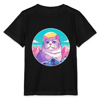 Australien Brume Chat Coloré Dessin Animé Aquarelle Il - T-shirt bio MINI CREATOR Stanley/Stella Enfant - noir - Devant - Mikhail (115cm)