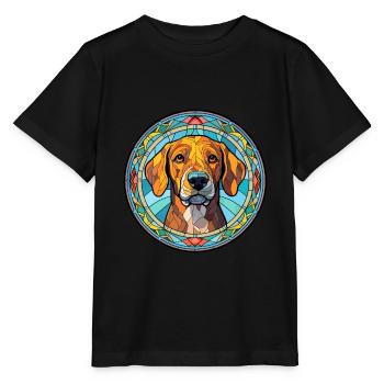 Alano Español Hunderasse Buntes Glas Wat - Stanley/Stella Kinder T-Shirt MINI CREATOR  - Schwarz - Vorne - Mikhail (115cm)