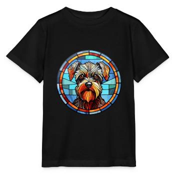 Briquet Griffon Vendéen race chien vitrail Co - T-shirt bio MINI CREATOR Stanley/Stella Enfant - noir - Devant - Mikhail (115cm)