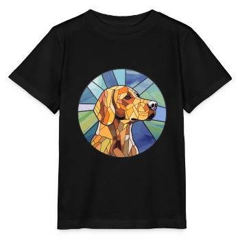 Braque Saint Germain chien race vitrail couleur - T-shirt bio MINI CREATOR Stanley/Stella Enfant - noir - Devant - Mikhail (115cm)