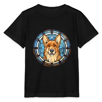 Chien de berger des Carpates race vitrail Colorf - T-shirt bio MINI CREATOR Stanley/Stella Enfant - noir - Devant - Mikhail (115cm)