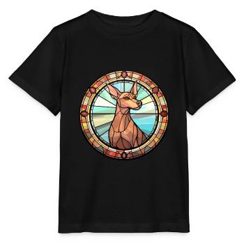 Cirneco Dell Ätna Hunderasse Buntglas Bunt - Stanley/Stella Kinder T-Shirt MINI CREATOR  - Schwarz - Vorne - Mikhail (115cm)