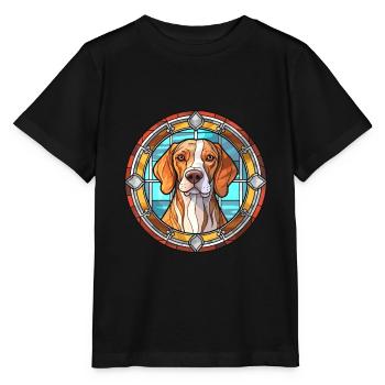 Moscow Watchdog Dog Breed Stained Glass Colorful W - Stanley/Stella MINI CREATOR Kids’ T-Shirt - black - Front - Mikhail (115cm)