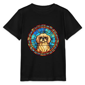 Pékin chien race vitrail coloré Waterco - T-shirt bio MINI CREATOR Stanley/Stella Enfant - noir - Devant - Mikhail (115cm)