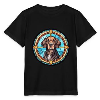 Portuguese Watchdog Dog Breed Stained Glass Colorf - Stanley/Stella MINI CREATOR Kids’ T-Shirt - black - Front - Mikhail (115cm)